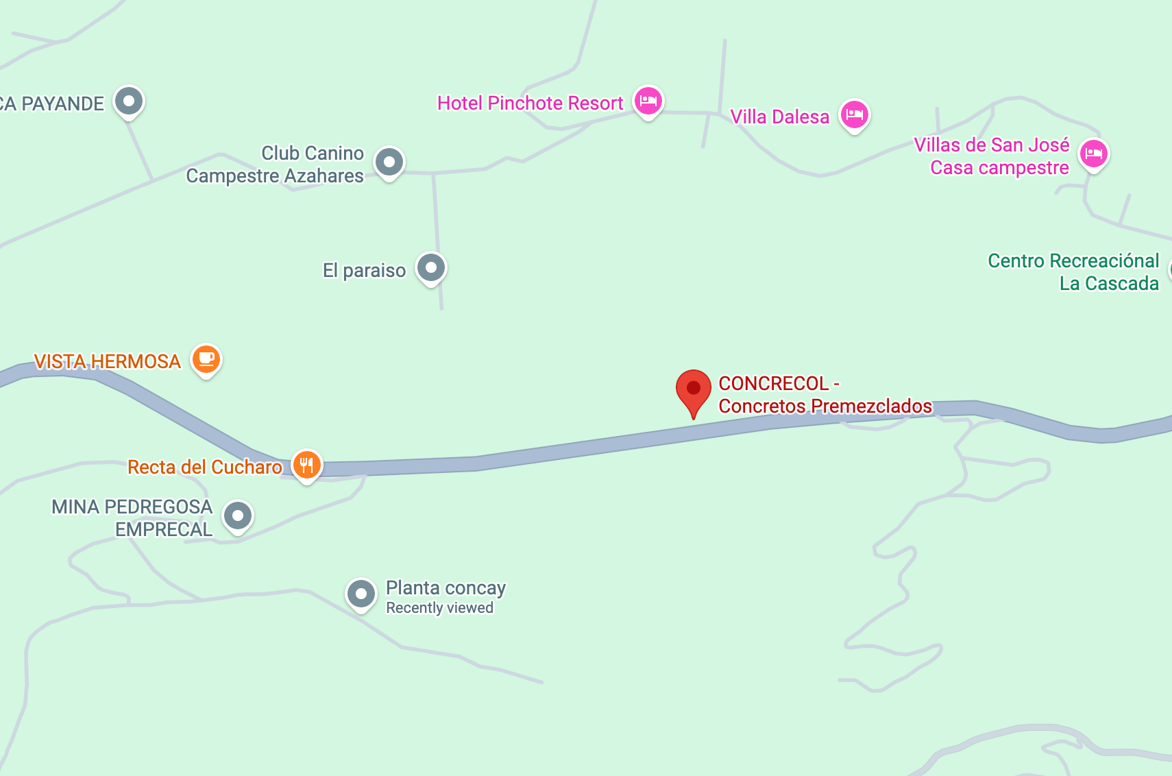 Ubicación de Concrecol, Km 8 San Gil - Socorro, Pinchote, Santander